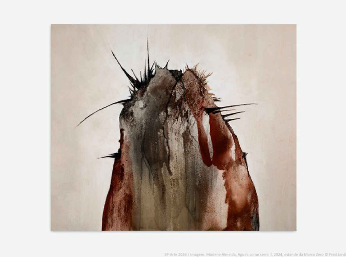 SP-Arte 2026 / Imagem: Marlene Almeida, Aguda como serra II, 2024, estande da Marco Zero © Fred Jordão